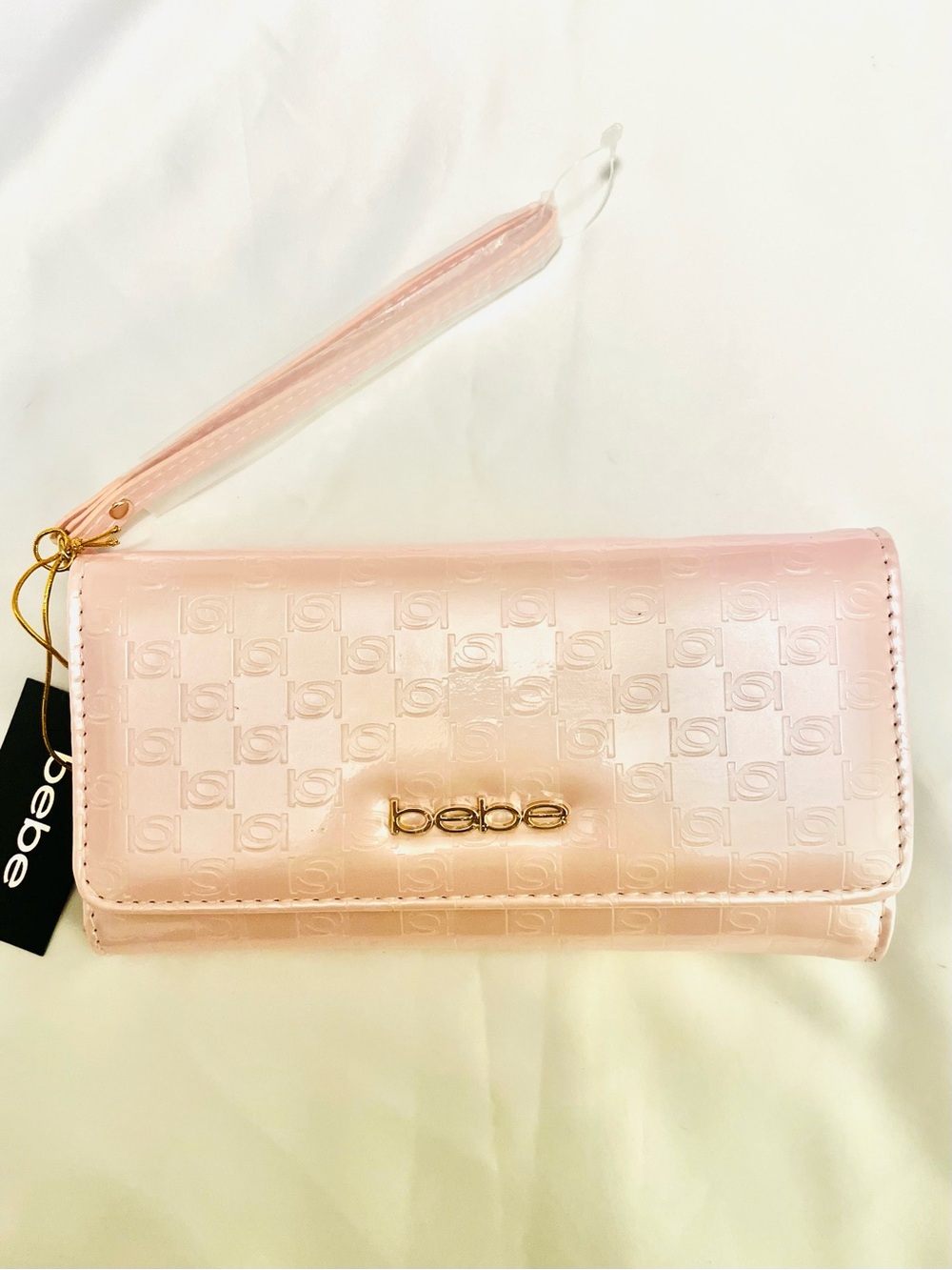 Bebe Blush Pink Patent Embossed Wristlet Wallet - NWT - Picture 2 of 12